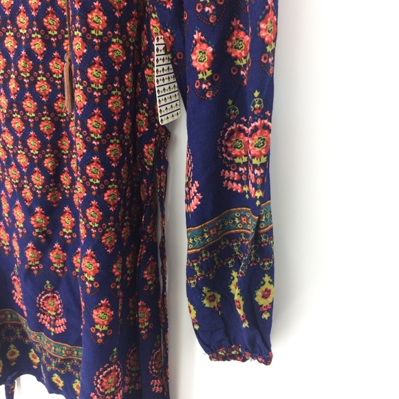 NWT FOREVER 21 Navy Floral Short Boho Tunic Dress - Picture 5 of 8
